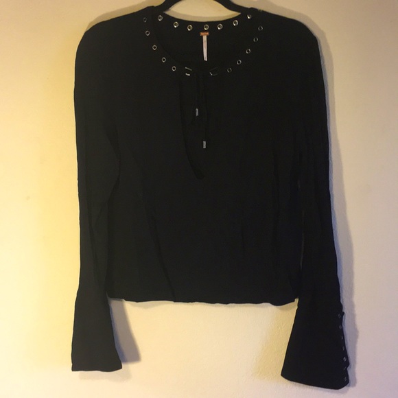Free People Peasant Blouse Black Size Medium - Picture 5 of 5